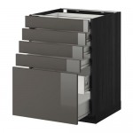 МЕТОД / ФОРВАРА Нплн шк 5фронт/4нзк/2срд ящ - под дерево черный, Рингульт глянцевый серый, 60x60 см