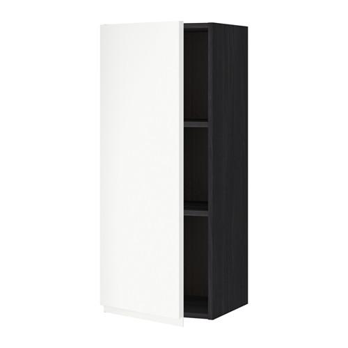 METOD шкаф навесной с полкой черный/Воксторп белый 40x100 см