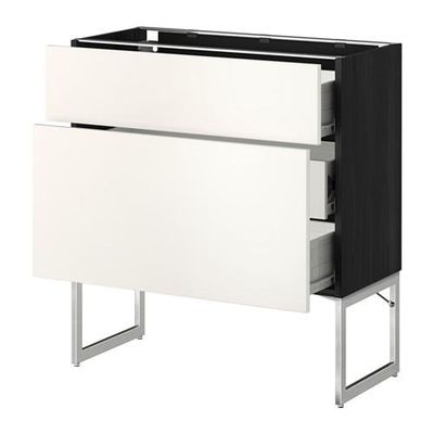 МЕТОД / ФОРВАРА Наполн шк 2 фрнт/3 средн ящ - 80x37x60 см, Веддинге белый, под дерево черный
