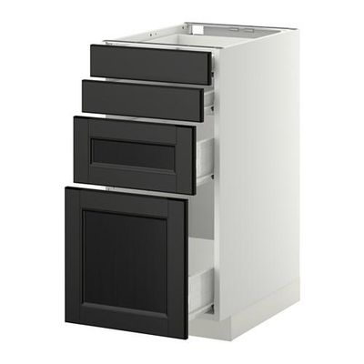 МЕТОД / ФОРВАРА Напольн шкаф 4 фронт панели/4 ящика - 40x60 см, Лаксарби черно-коричневый, белый МЕТОД / ФОРВАРА Напольн шкаф 4 фронт панели/4 ящика - 40x60 см, Лаксарби черно-коричневый, белый