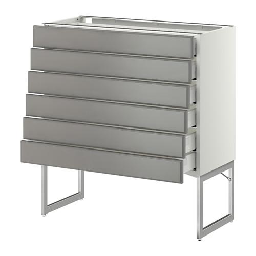 МЕТОД / МАКСИМЕРА Напольн шкаф 6фронт пнл/6 низ ящ - белый, Будбин серый, 80x37x60 см