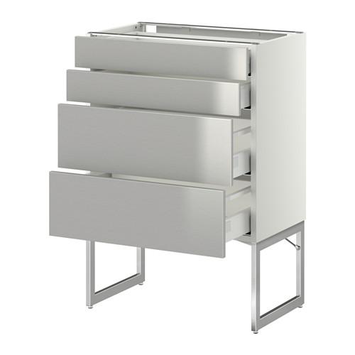 МЕТОД / МАКСИМЕРА Нплн шк 4 фронт/2 низк/2средн ящ - белый, Гревста нержавеющ сталь, 60x37x60 см