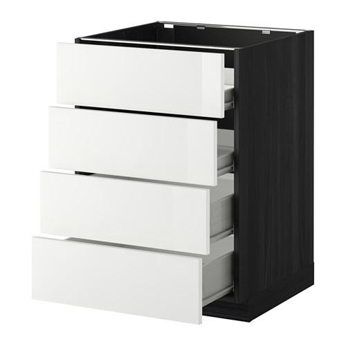 МЕТОД / ФОРВАРА Напольн шкаф 4 фронт панели/4 ящика - под дерево черный, Рингульт глянцевый белый, 60x60 см МЕТОД / ФОРВАРА Напольн шкаф 4 фронт панели/4 ящика - под дерево черный, Рингульт глянцевый белый, 60x60 см
