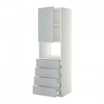 МЕТОД / МАКСИМЕРА Высок шкаф д/духовки/дверца/4ящика - 60x60x200 см, Веддинге серый, белый