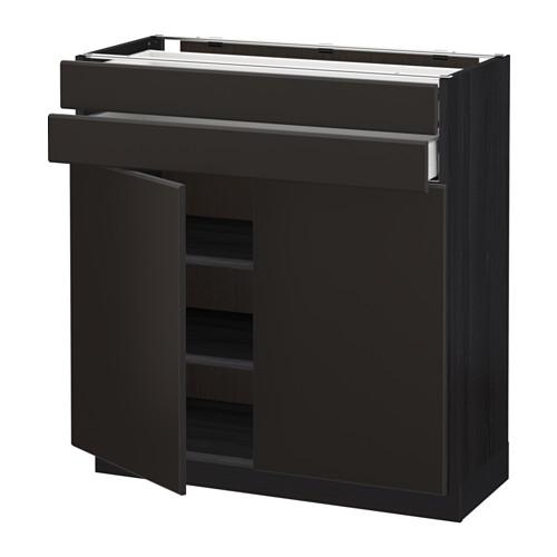 МЕТОД / МАКСИМЕРА Напольный шкаф/2дверцы/2ящика - под дерево черный, Кунгсбакка антрацит, 80x37 см