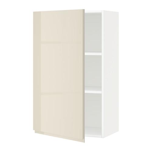 МЕТОД Шкаф навесной с полкой - белый, Воксторп глянцевый светло-бежевый, 60x100 см