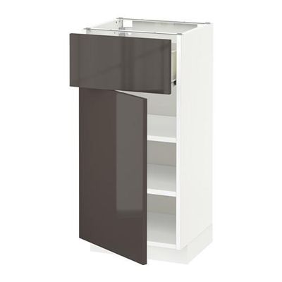 МЕТОД / ФОРВАРА Напольный шкаф с ящиком/дверью - 40x37 см, Рингульт глянцевый серый, белый МЕТОД / ФОРВАРА Напольный шкаф с ящиком/дверью - 40x37 см, Рингульт глянцевый серый, белый