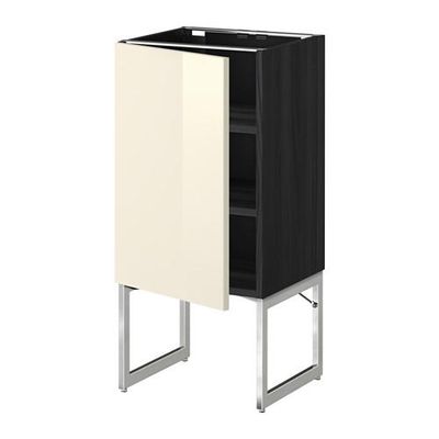 МЕТОД Напольный шкаф с полками - 40x37x60 см, Рингульт глянцевый кремовый, под дерево черный МЕТОД Напольный шкаф с полками - 40x37x60 см, Рингульт глянцевый кремовый, под дерево черный