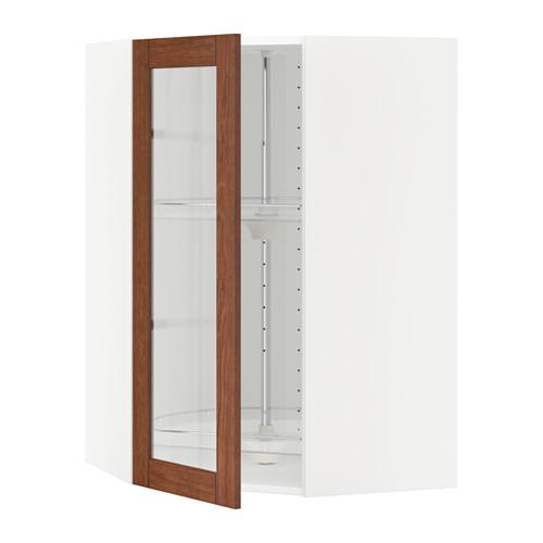 МЕТОД Углов навесн шк с врщ скц/сткл дв - белый, Филипстад коричневый, 68x100 см