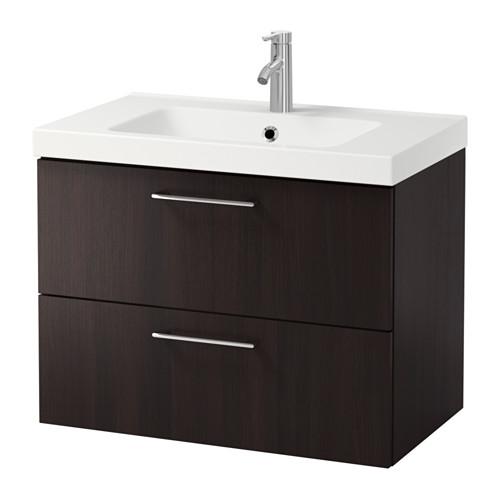 ГОДМОРГОН / ОДЕНСВИК Шкаф для раковины с 2 ящ - черно-коричневый ГОДМОРГОН / ОДЕНСВИК Шкаф для раковины с 2 ящ - черно-коричневый