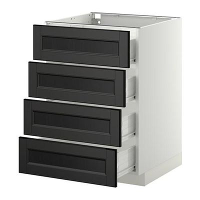 МЕТОД / ФОРВАРА Напольн шкаф 4 фронт панели/4 ящика - 60x60 см, Лаксарби черно-коричневый, белый МЕТОД / ФОРВАРА Напольн шкаф 4 фронт панели/4 ящика - 60x60 см, Лаксарби черно-коричневый, белый