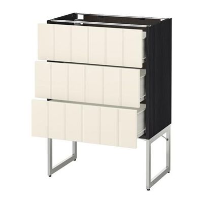 МЕТОД / ФОРВАРА Нплн шк 3 фрнт/3 средн ящика - 60x37x60 см, Хитарп белый с оттенком, под дерево черный МЕТОД / ФОРВАРА Нплн шк 3 фрнт/3 средн ящика - 60x37x60 см, Хитарп белый с оттенком, под дерево черный