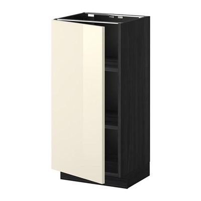 МЕТОД Напольный шкаф с полками - 40x37 см, Рингульт глянцевый кремовый, под дерево черный МЕТОД Напольный шкаф с полками - 40x37 см, Рингульт глянцевый кремовый, под дерево черный