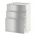 МЕТОД / МАКСИМЕРА Напольный шкаф с 3 ящиками - белый, Гревста нержавеющ сталь, 60x37 см МЕТОД / МАКСИМЕРА Напольный шкаф с 3 ящиками - белый, Гревста нержавеющ сталь, 60x37 см