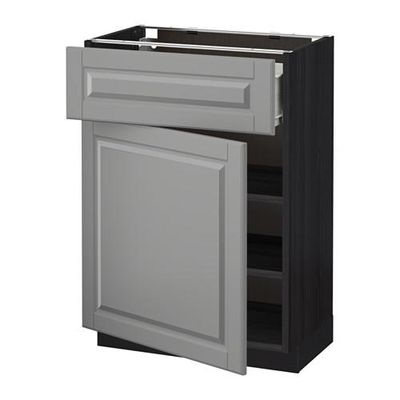 МЕТОД / ФОРВАРА Напольный шкаф с ящиком/дверью - 60x37 см, Будбин серый, под дерево черный