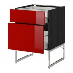 МЕТОД / МАКСИМЕРА Напольн шкаф 2фронт пнл/2низ/1вс ящ - 60x60x60 см, Рингульт глянцевый красный, под дерево черный МЕТОД / МАКСИМЕРА Напольн шкаф 2фронт пнл/2низ/1вс ящ - 60x60x60 см, Рингульт глянцевый красный, под дерево черный