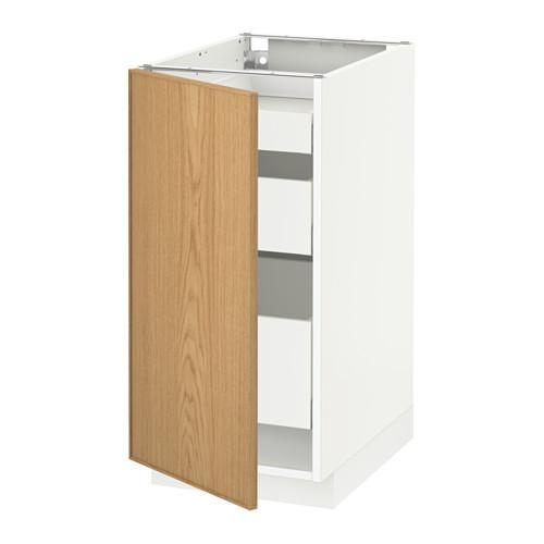 МЕТОД / МАКСИМЕРА Напольный шкаф с 1двр/3ящ - белый, Экестад дуб, 40x60 см