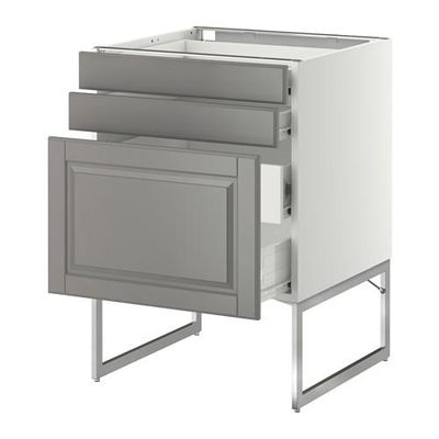 МЕТОД / ФОРВАРА Напольн шкаф 3фронт пнл/2низ/2ср ящ - 60x60x60 см, Будбин серый, белый МЕТОД / ФОРВАРА Напольн шкаф 3фронт пнл/2низ/2ср ящ - 60x60x60 см, Будбин серый, белый