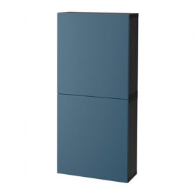 БЕСТО Навесной шкаф с 2 дверями - черно-коричневый/Вальвикен темно-синий