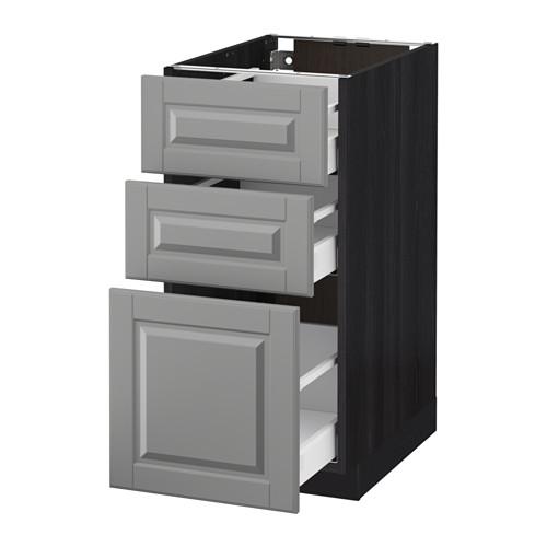 МЕТОД / МАКСИМЕРА Напольный шкаф с 3 ящиками - под дерево черный, Будбин серый, 40x60 см