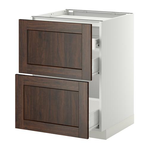 МЕТОД / ФОРВАРА Напольн шкаф/2 фронт пнл/3 ящика - белый, Эдсерум под дерево коричневый, 60x60 см МЕТОД / ФОРВАРА Напольн шкаф/2 фронт пнл/3 ящика - белый, Эдсерум под дерево коричневый, 60x60 см