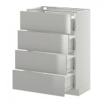 МЕТОД / ФОРВАРА Напольн шкаф 4 фронт панели/4 ящика - 60x37 см, Гревста нержавеющ сталь, белый МЕТОД / ФОРВАРА Напольн шкаф 4 фронт панели/4 ящика - 60x37 см, Гревста нержавеющ сталь, белый