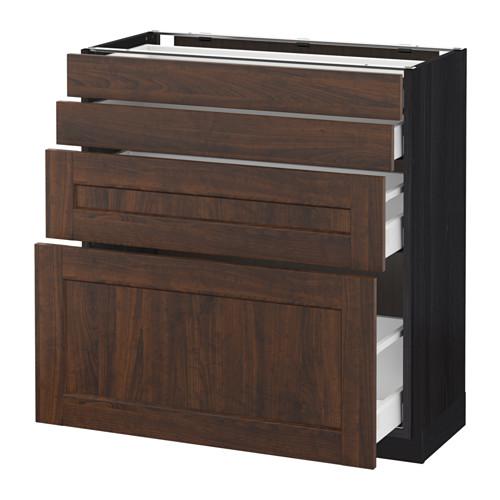 МЕТОД / МАКСИМЕРА Напольн шкаф 4 фронт панели/4 ящика - под дерево черный, Эдсерум под дерево коричневый, 80x37 см МЕТОД / МАКСИМЕРА Напольн шкаф 4 фронт панели/4 ящика - под дерево черный, Эдсерум под дерево коричневый, 80x37 см