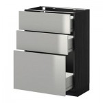 МЕТОД / ФОРВАРА Напольный шкаф с 3 ящиками - 60x37 см, Гревста нержавеющ сталь, под дерево черный МЕТОД / ФОРВАРА Напольный шкаф с 3 ящиками - 60x37 см, Гревста нержавеющ сталь, под дерево черный