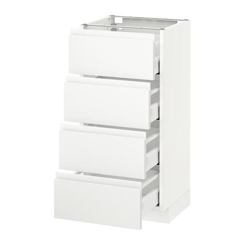 МЕТОД / МАКСИМЕРА Напольн шкаф 4 фронт панели/4 ящика - белый, Воксторп белый, 40x37 см