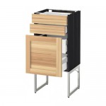 МЕТОД / МАКСИМЕРА Напольн шкаф 3фронт пнл/2низ/2ср ящ - под дерево черный, Торхэмн естественный ясень, 40x37x60 см МЕТОД / МАКСИМЕРА Напольн шкаф 3фронт пнл/2низ/2ср ящ - под дерево черный, Торхэмн естественный ясень, 40x37x60 см