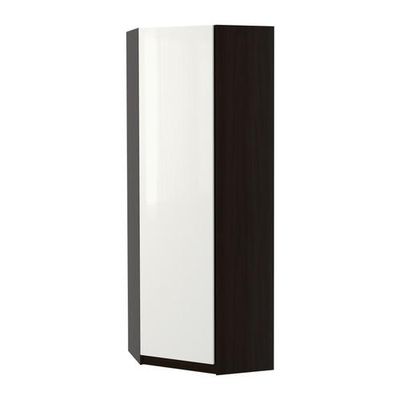 ПАКС Гардероб угловой - Фардаль глянцевый белый, черно-коричневый, 73/73x201 см, ПАКС Гардероб угловой - Фардаль глянцевый белый, черно-коричневый, 73/73x201 см,