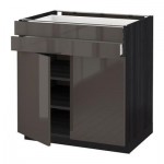 МЕТОД / МАКСИМЕРА Напольный шкаф/2дверцы/2ящика - 80x60 см, Рингульт глянцевый серый, под дерево черный МЕТОД / МАКСИМЕРА Напольный шкаф/2дверцы/2ящика - 80x60 см, Рингульт глянцевый серый, под дерево черный