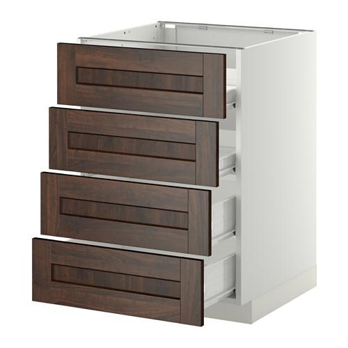 МЕТОД / ФОРВАРА Напольн шкаф 4 фронт панели/4 ящика - белый, Эдсерум под дерево коричневый, 60x60 см МЕТОД / ФОРВАРА Напольн шкаф 4 фронт панели/4 ящика - белый, Эдсерум под дерево коричневый, 60x60 см