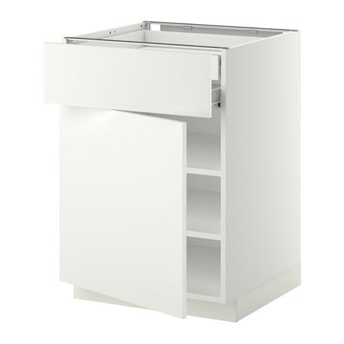 МЕТОД / ФОРВАРА Напольн шкаф двр/фр пнл/плк/2низ ящ - белый, Хэггеби белый, 60x60 см