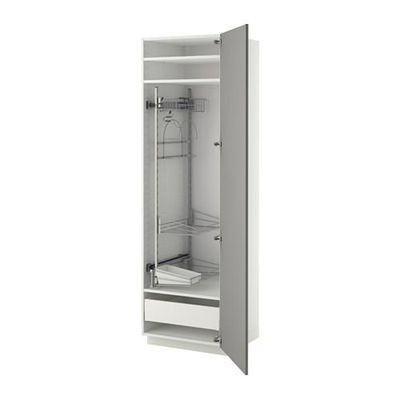 МЕТОД / МАКСИМЕРА Выс шк с отд д/акс д/убрк - 60x60x200 см, Будбин серый, белый МЕТОД / МАКСИМЕРА Выс шк с отд д/акс д/убрк - 60x60x200 см, Будбин серый, белый