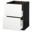МЕТОД / МАКСИМЕРА Напольн шк п-мойку+2фрнт пнл/2 ящ - под дерево черный, Воксторп белый, 60x60 см