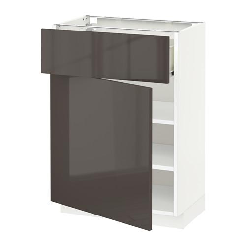 МЕТОД / ФОРВАРА Напольный шкаф с ящиком/дверью - 60x37 см, Рингульт глянцевый серый, белый МЕТОД / ФОРВАРА Напольный шкаф с ящиком/дверью - 60x37 см, Рингульт глянцевый серый, белый