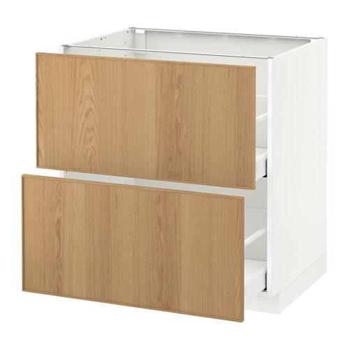 МЕТОД / МАКСИМЕРА Напольн шкаф 2фрнт/2выс ящ - белый, Экестад дуб, 80x60 см МЕТОД / МАКСИМЕРА Напольн шкаф 2фрнт/2выс ящ - белый, Экестад дуб, 80x60 см
