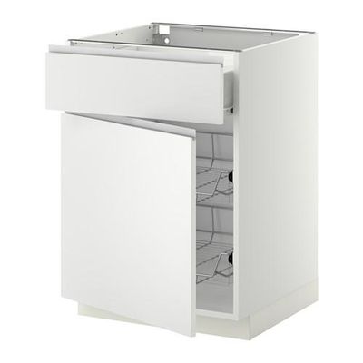 МЕТОД / ФОРВАРА Напольн шкаф с пров корз/ящ/дверью - 60x60 см, Нодста белый/алюминий, белый МЕТОД / ФОРВАРА Напольн шкаф с пров корз/ящ/дверью - 60x60 см, Нодста белый/алюминий, белый