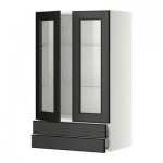 МЕТОД / МАКСИМЕРА Навесной шкаф/2 стек дв/2 ящика - 60x100 см, Лаксарби черно-коричневый, белый МЕТОД / МАКСИМЕРА Навесной шкаф/2 стек дв/2 ящика - 60x100 см, Лаксарби черно-коричневый, белый