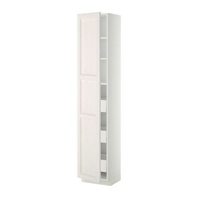 МЕТОД / МАКСИМЕРА Высокий шкаф с ящиками - 40x37x200 см, Лаксарби белый, белый