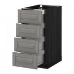 МЕТОД / ФОРВАРА Напольн шкаф 4 фронт панели/4 ящика - 40x60 см, Будбин серый, под дерево черный МЕТОД / ФОРВАРА Напольн шкаф 4 фронт панели/4 ящика - 40x60 см, Будбин серый, под дерево черный