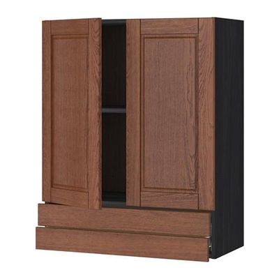 МЕТОД / ФОРВАРА Навесной шкаф/2дверцы/2ящика - 80x100 см, Филипстад коричневый, под дерево черный