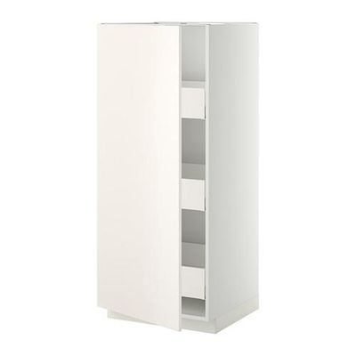МЕТОД / МАКСИМЕРА Высокий шкаф с ящиками - 60x60x140 см, Веддинге белый, белый