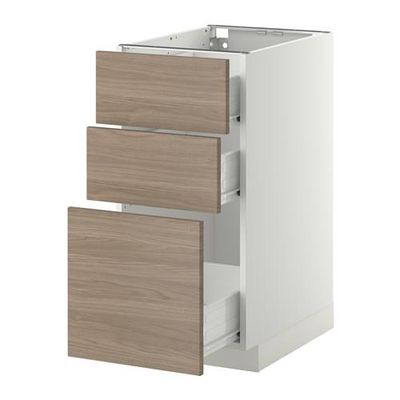 МЕТОД / ФОРВАРА Напольный шкаф с 3 ящиками - 40x60 см, Брокхульт под грецкий орех светло-серый, белый МЕТОД / ФОРВАРА Напольный шкаф с 3 ящиками - 40x60 см, Брокхульт под грецкий орех светло-серый, белый