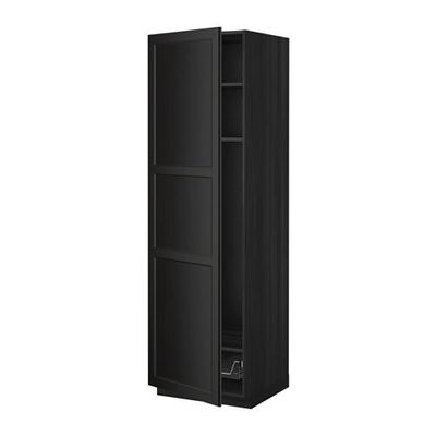 МЕТОД Выс шкаф с полками/проволоч корзин - 60x60x200 см, Лаксарби черно-коричневый, под дерево черный МЕТОД Выс шкаф с полками/проволоч корзин - 60x60x200 см, Лаксарби черно-коричневый, под дерево черный