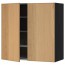 МЕТОД Навесной шкаф с посуд суш/2 дврц - под дерево черный, Экестад дуб, 80x80 см
