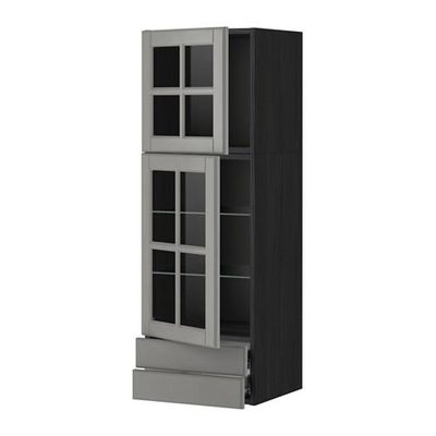 МЕТОД / ФОРВАРА Навесной шкаф/2 стек дв/2 ящика - 40x120 см, Будбин серый, под дерево черный МЕТОД / ФОРВАРА Навесной шкаф/2 стек дв/2 ящика - 40x120 см, Будбин серый, под дерево черный