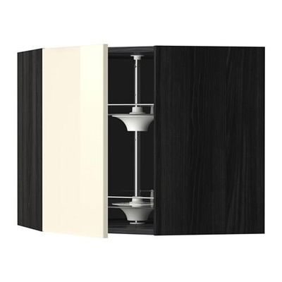 МЕТОД Угл нвсн шкф с вращающ секц - 68x60 см, Рингульт глянцевый кремовый, под дерево черный МЕТОД Угл нвсн шкф с вращающ секц - 68x60 см, Рингульт глянцевый кремовый, под дерево черный