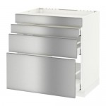 МЕТОД / МАКСИМЕРА Нап шкаф д/духовки/4фасада/3ящика - белый, Гревста нержавеющ сталь, 80x60 см МЕТОД / МАКСИМЕРА Нап шкаф д/духовки/4фасада/3ящика - белый, Гревста нержавеющ сталь, 80x60 см
